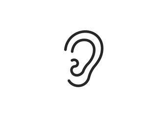 Fototapeta premium A minimalist line drawing of a human ear on a white background in a simple and clean style design