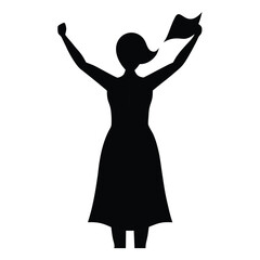 Woman Celebrating with French Flag Silhouette