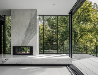 Fototapeta premium Modern home interior with expansive views
