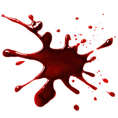 Red blood splatter isolated on transparent background