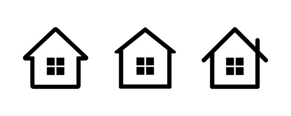 Home icon. House symbol. Set of real estate objects and houses black icons. House icon set. Vector illustration