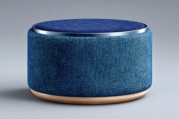 Round mesh bluetooth speaker on table high resolution image