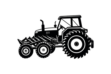 Retro Field Tractor Silhouette Vector Vintage Agricultural Machinery Clipart design