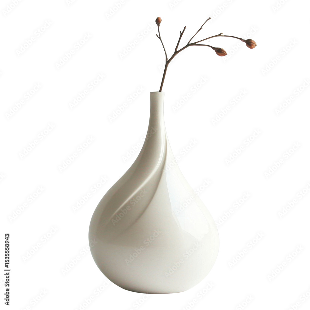 Poster Elegant white vase with minimalist design and delicate branches