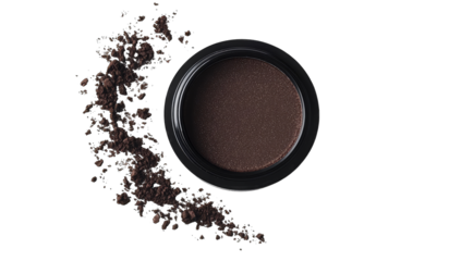 Dark eyeshadow compact with scattered powder