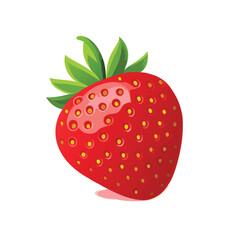 Fototapeta premium Fresh and vibrant vector illustration of a juicy red strawberry with green leaves