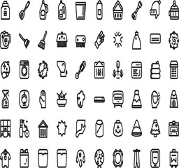 Fototapeta premium Comprehensive Line Icon Pack for Housekeeping, Cleaning, and Laundry