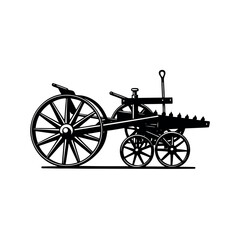 Fototapeta premium Retro Field Tractor Silhouette Vector Vintage Agricultural Machinery Clipart design