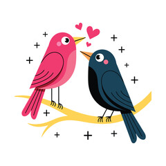 Birthday Birds Greeting Card Vector Design