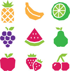 fruit icons set