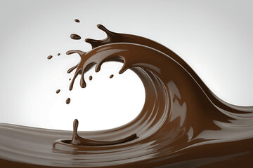 Dynamic Chocolate Wave A Digital Illustration of Melted Chocolate Splash