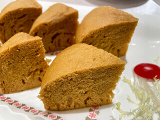 water-chestnut pudding in a plate