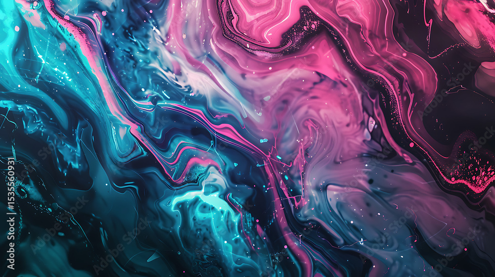 Poster a mesmerizing abstract background with swirling patterns of vibrant pink and blue, creating a fluid 