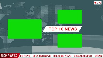 top 10 news background for songs broadcast television. Globe digital news background. Breaking News 4K Background Animation with Green Screen for footage.