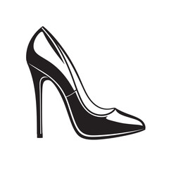 Elegant high heel silhouette in black and white represents fashion style beauty glamour and trendy footwear design