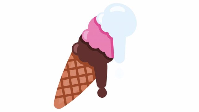 Summer flat ice cream cone icon alpha channel transparent background looping animation video. Motion graphic.