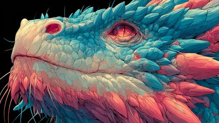 Obraz premium Majestic depiction of a dragon's head capturing the intricate details and vibrant colors of this legendary creature in a stunning digital art format