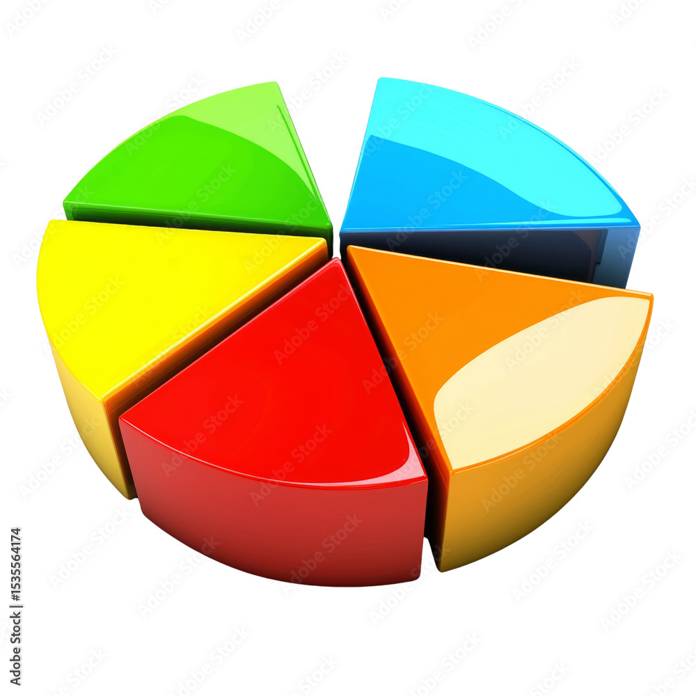 Poster Colorful pie chart segments representing data visualization and analysis