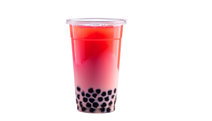 Refreshing pink bubble tea