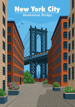 View of manhattan bridge new york city of united state 