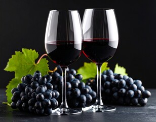 red wine, wine glass, red grapes, winery
