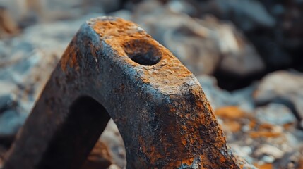 Close-up of a weathered metal piece with rust.