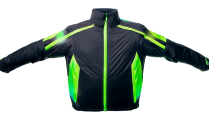 Neon-trimmed jacket.
