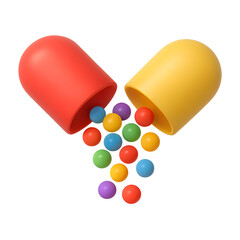 Colorful Pills Concept Representing Health Medical Treatment Capsule Transparent Background