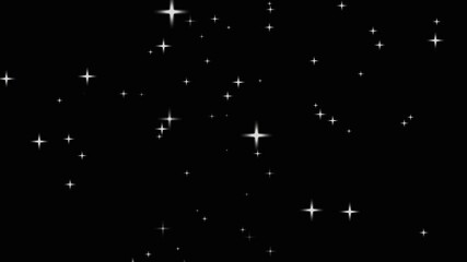 Bright shimmering stars in the night sky. Animated starry sky with blinking stars galactic glow on black background. twinkling stars universe. starry night sky, falling and flying sparkling stars.