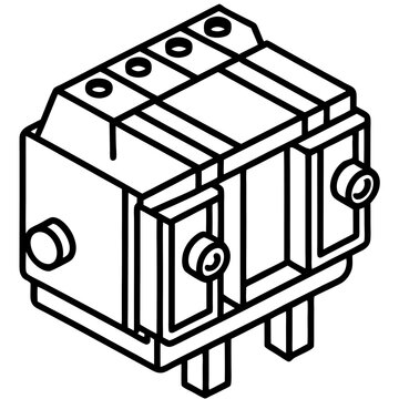black and white isometric electrical component clip art preview
