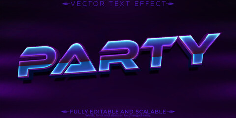 Music club text effect, editable party and disco text style