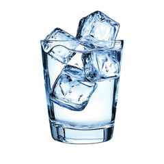 clear glass filled with water and ice cubes, showcasing refreshing hydration. ice cubes glisten, creating cool and inviting appearance