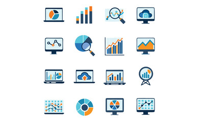 Data center icon set