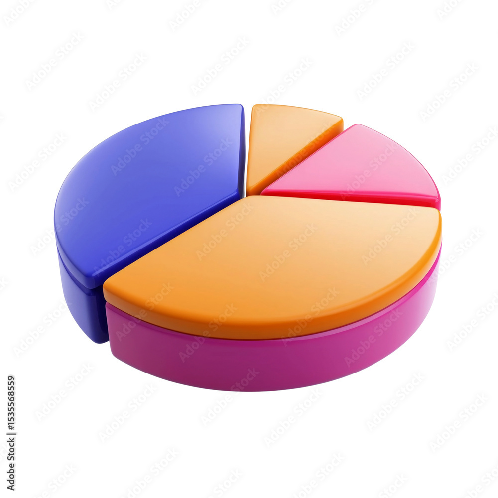 Aufkleber colorful pie chart model representing data distribution in segments. this vibrant design showcases f