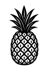 Fototapeta premium Tropical Black and White Pineapple Vector Icon - Exotic Fruit Illustration