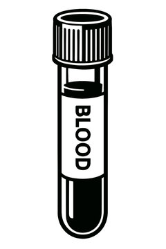 Black and White Blood Test Tube Vector - Medical Sample Vial Icon