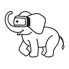 Elephant Enjoys Virtual Reality Experience With Headset on Trunk Raised