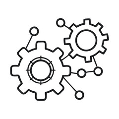 Obraz premium Innovative Connected Gears Showcasing Black and White Intricate Design