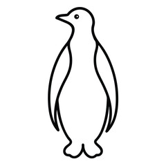Simple outline illustration of a penguin in black and white with clean lines for design