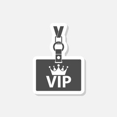 VIP pass card icon sticker isolated on gray background
