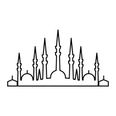 Istanbul Minarets Skyline Icon, Vector, Illustration, Icon, Outline, Line Art, Silhouette, Logo, White Background.