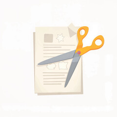 Scissors cutting shapes on worksheet, promoting creativity