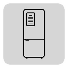 Line icon of refrigerator against minimalist gray background. Modern home appliances concept. Ideal for kitchen-related projects
