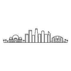 Los Angeles Skyline Icon, Vector, Illustration, Icon, Outline, Line Art, Silhouette, Logo, White Background.