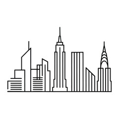 New York City Skyline Icon, Vector, Illustration, Icon, Outline, Line Art, Silhouette, Logo, White Background.
