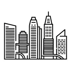 Obraz premium Singapore Business District Icon, Vector, Illustration, Icon, Outline, Line Art, Silhouette, Logo, White Background.