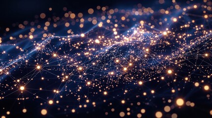 Network of Glowing Particles Connected by Lines