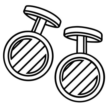 black and white cufflinks outline clip art preview
