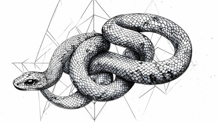 Obraz premium Detailed Sketch of Intertwined Snakes