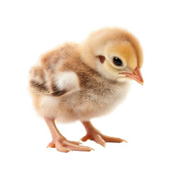 Fototapeta premium cute baby chick with soft feathers and curious expression, standing on its small legs. This adorable bird symbolizes new beginnings and innocence